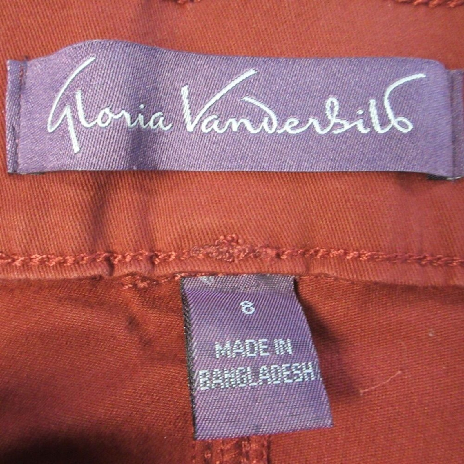 GLORIA VANDERBILT Tummy Control Wide Leg Crop Pants Sz 8 Red Rust Pull On NWT