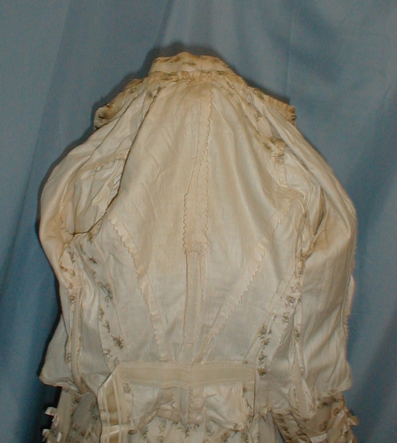 Pretty Antique Dress Victorian 1890 Blue Cornflower Print Puffed Sleeves