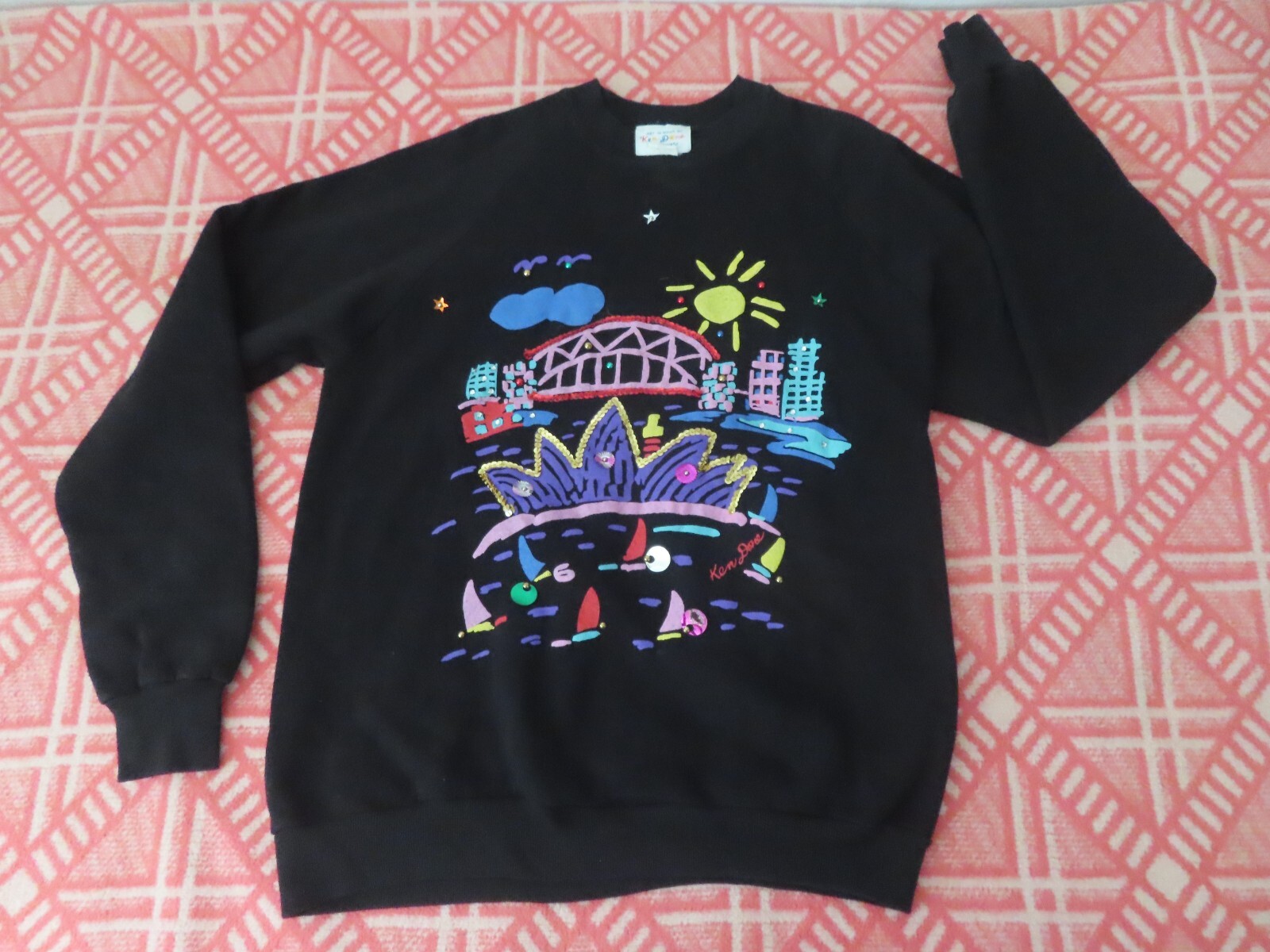 Sydney Harbor Sweatshirt Art to Wear by Ken Done VTG 80’s Retro Women’s OS USA
