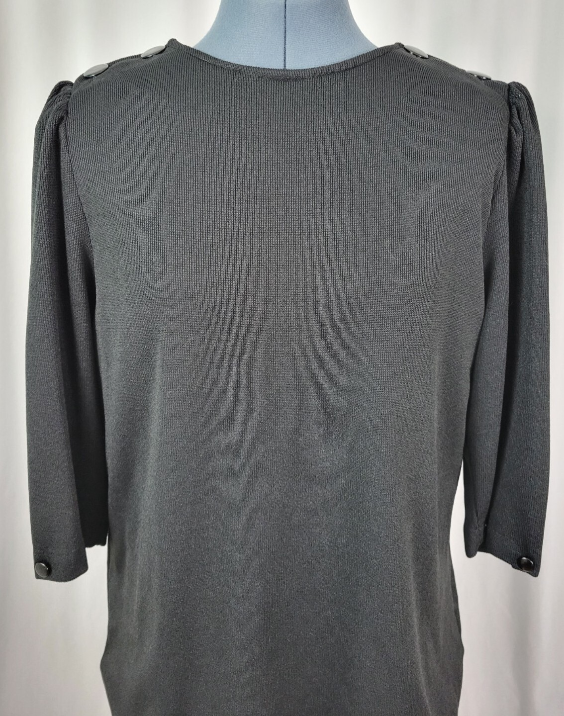 Vintage Risa Ann Black Ribbed Knit Sweater Drop Waist Dress Size L/XL?