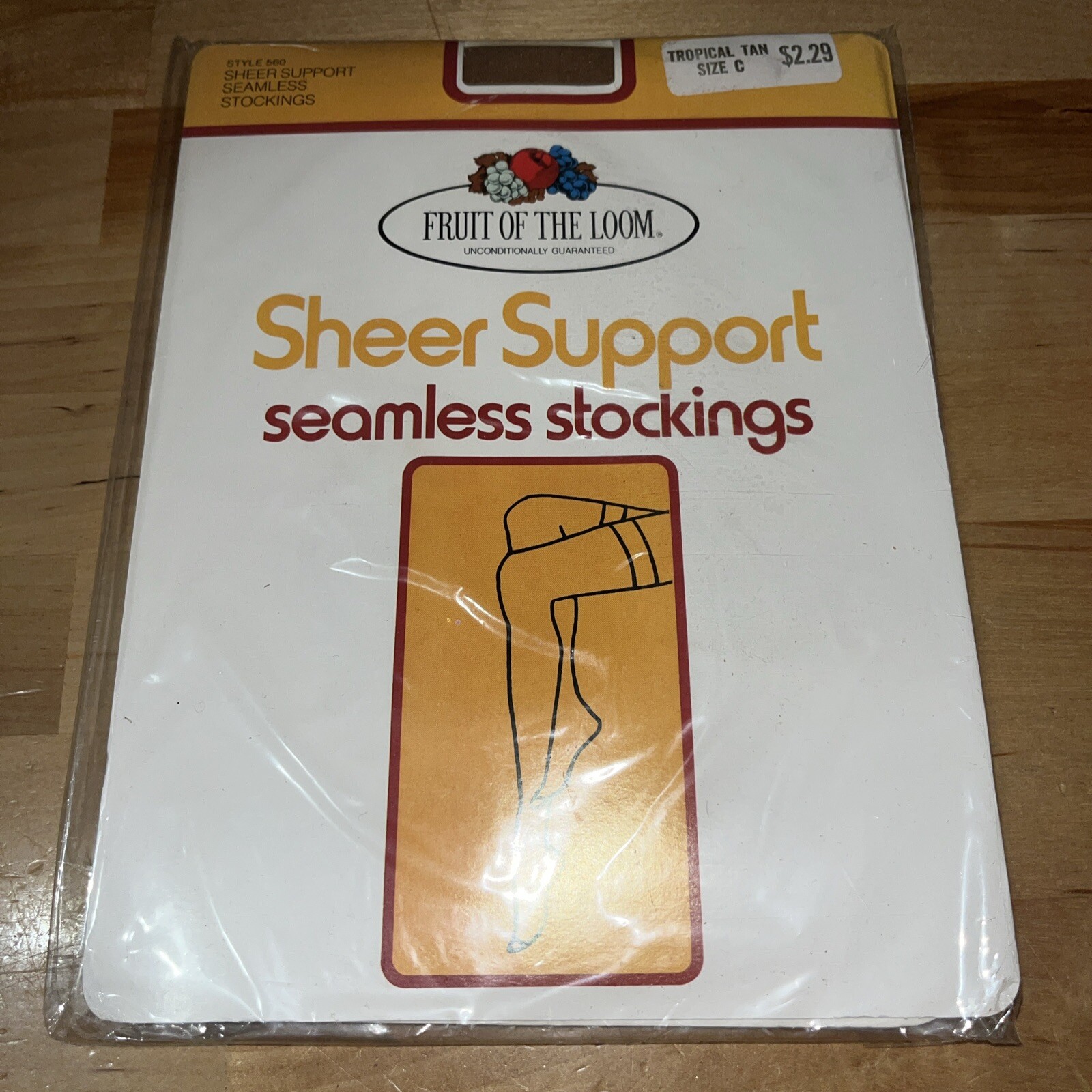 Vtg NEW 1 Pr Fruit of the Loom Seamless Shadow Nylon Thigh Hi Stockings 10.5-11