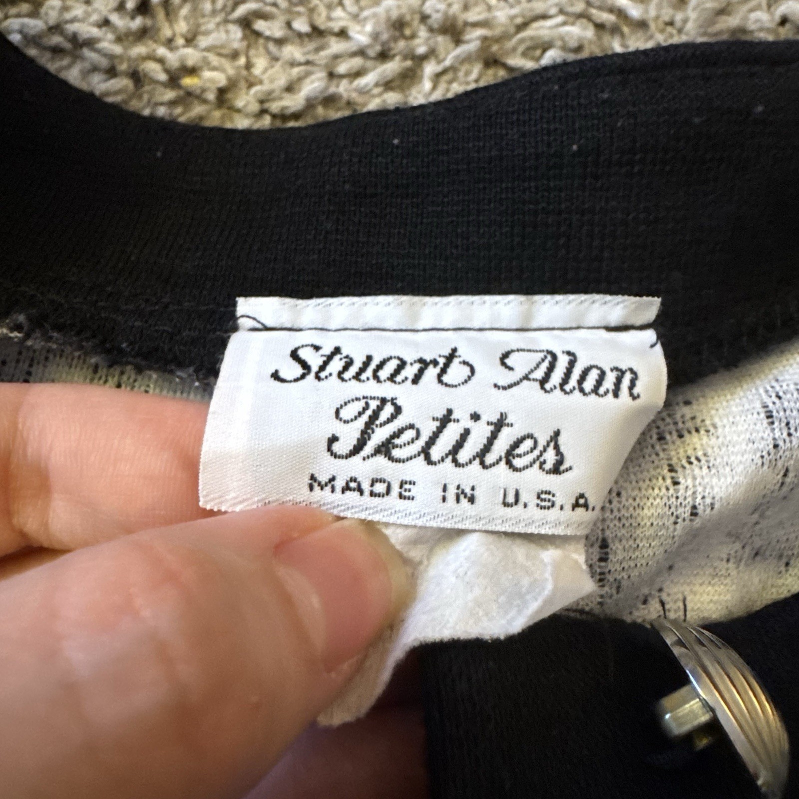 Vintage Stuart Alan Womens Jacket Cardigan Size 14 Black White Textured
