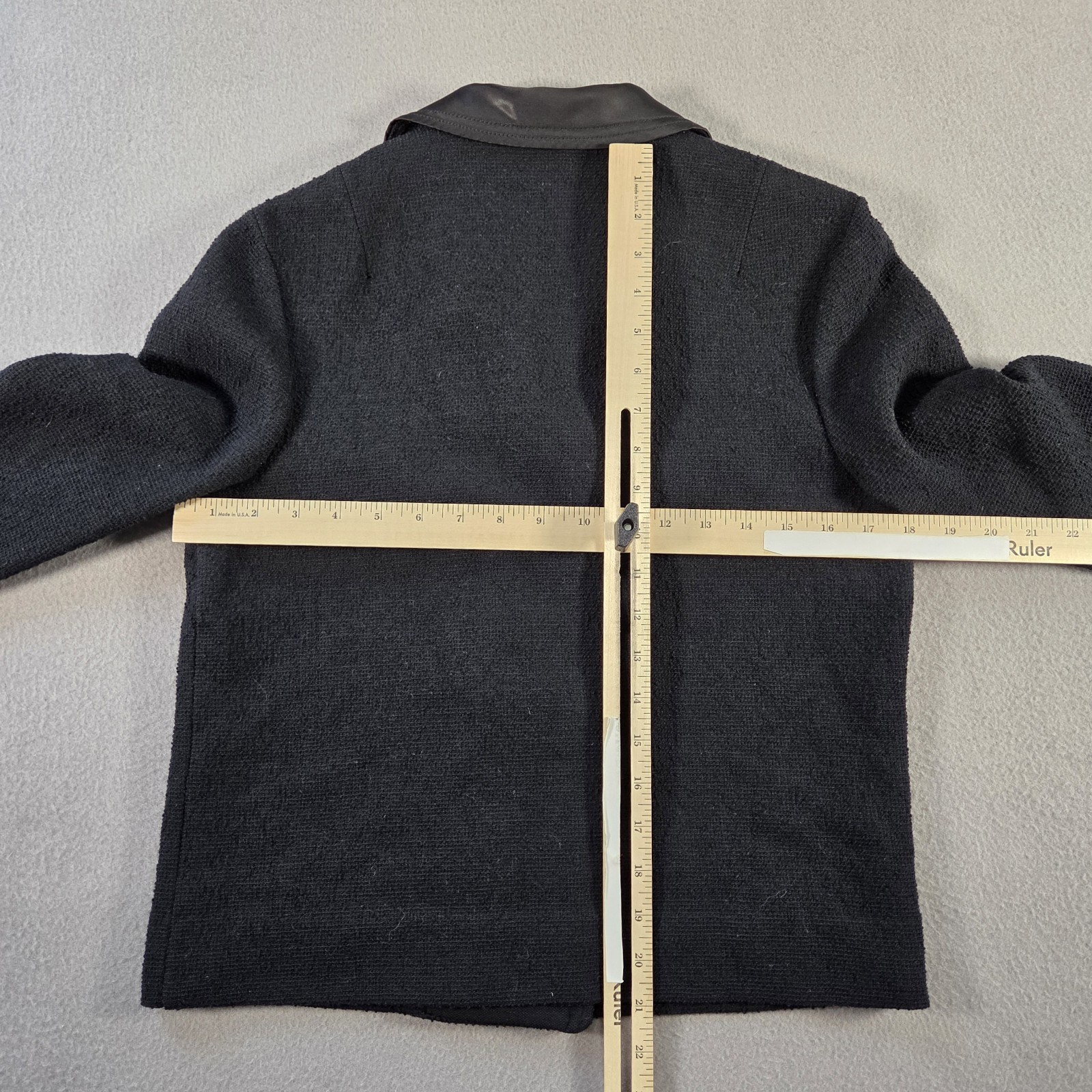 Vintage Butte Knit Jacket Womens Small Black Wool Double Breast Peacoat 60s 70s