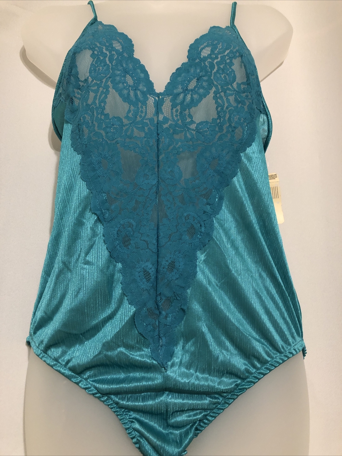 Vintage True Stain Emerald Green Lace Bodysuit Size M Retro Bodysuit swimsuit