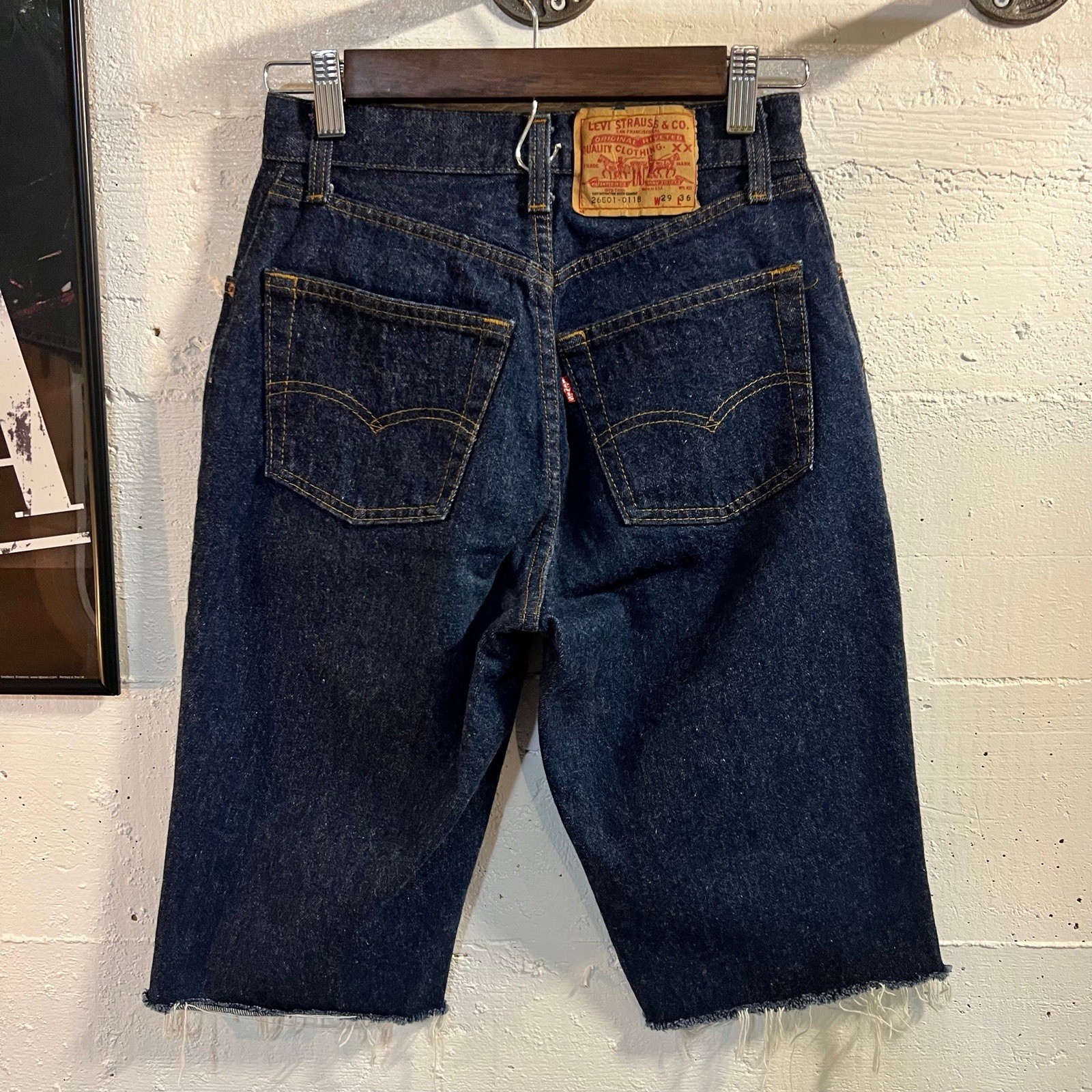 Vintage 1980&rsquo;s Levi 501 STF Long Cutoff Denim Shorts Size (29) 25&Prime; Made In USA