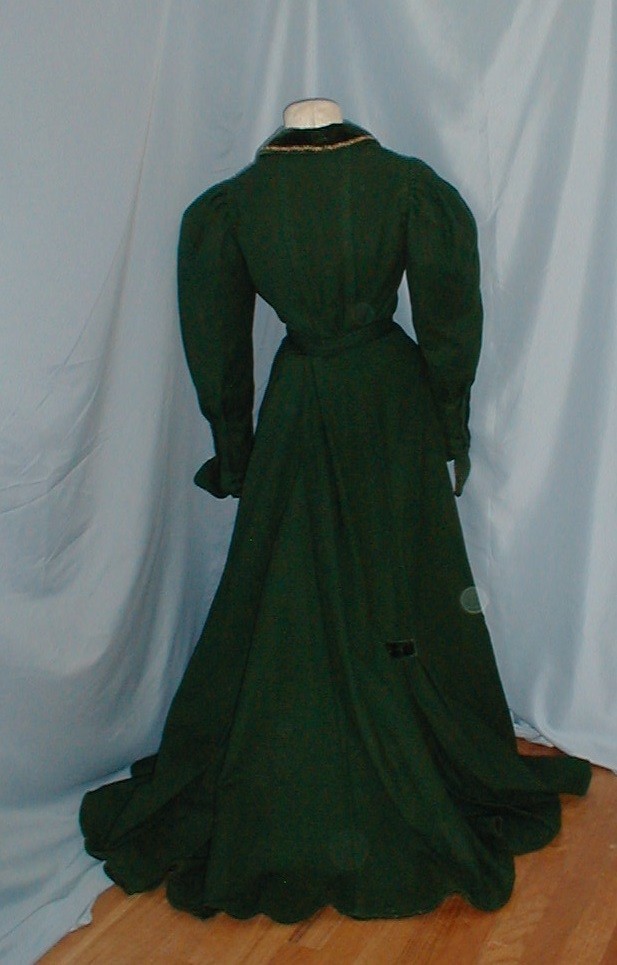 Striking Antique Dress Suit Victorian 1890&rsquo;s Forest Green Wool Velvet Trim