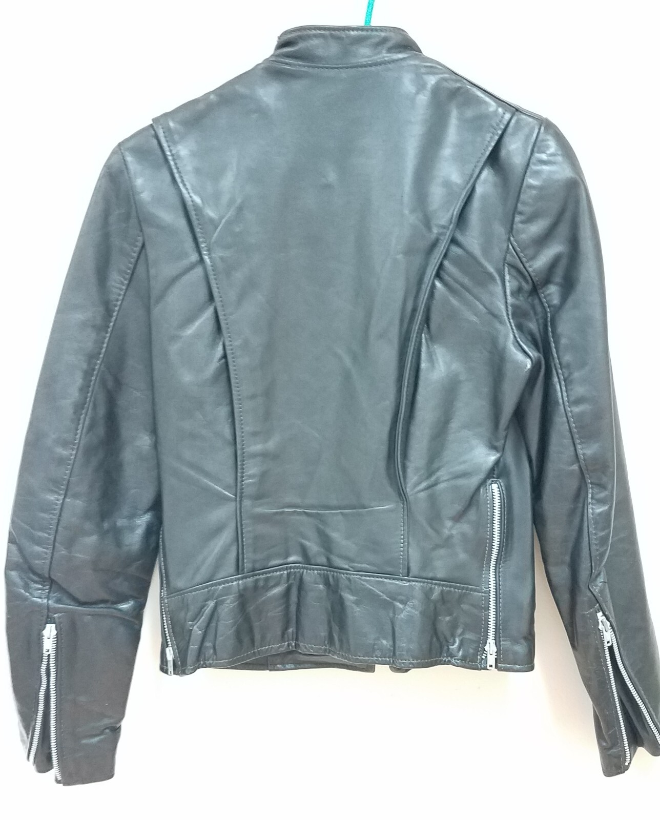 Vtg 80s Brooks Cafe Biker Leather Jacket Black Sz 32 EUC! NO Fur Liner!