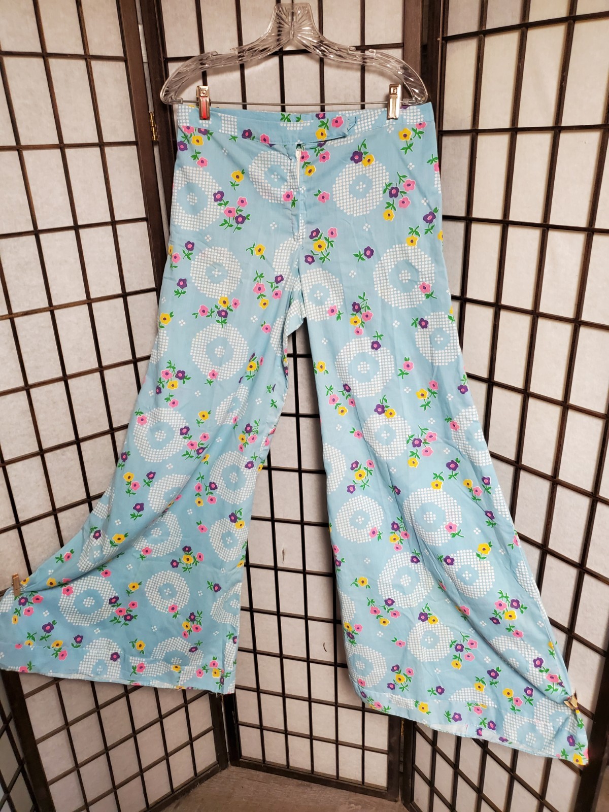 Vtg 60s 70s bell bottom pants elephant flare wide leg hippie 32X33&Prime; Flower Power