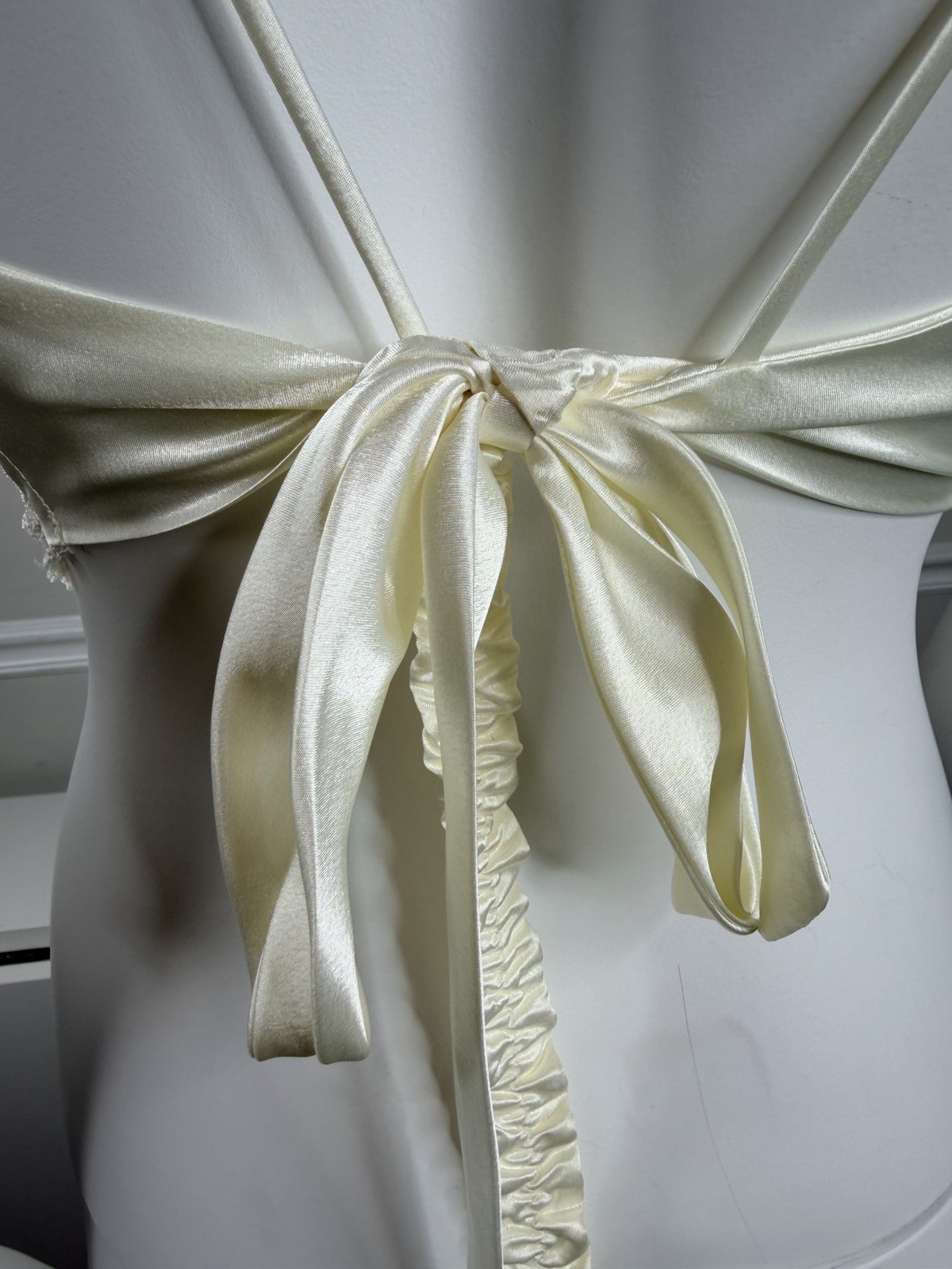 Vintage Fantasies by Morgan Taylor Bodysuit Teddy sexy satin Negligée L Ivory