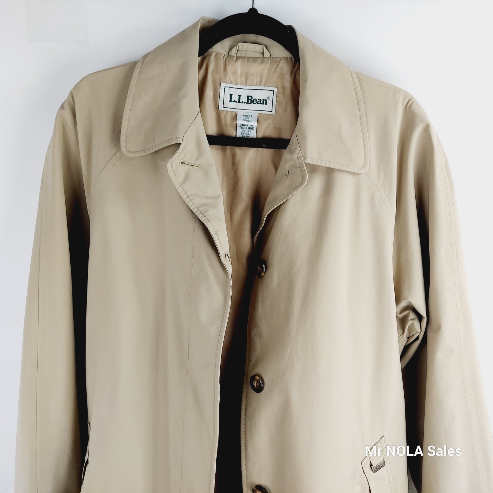 LL Bean Women&rsquo;s Medium Regular Gortex Beige Trench Coat Duster Hidden Buttons