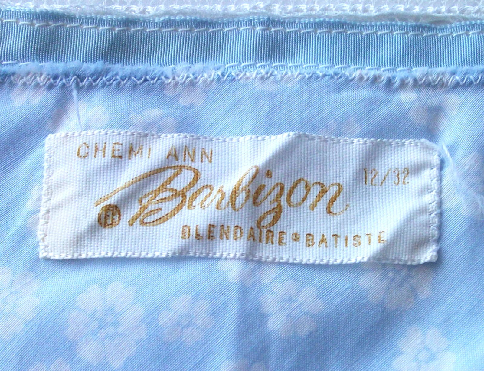 Sm. »Barbizon » Lt.weight soft cotton,blue/white,vintage babydoll nightgown,nighti