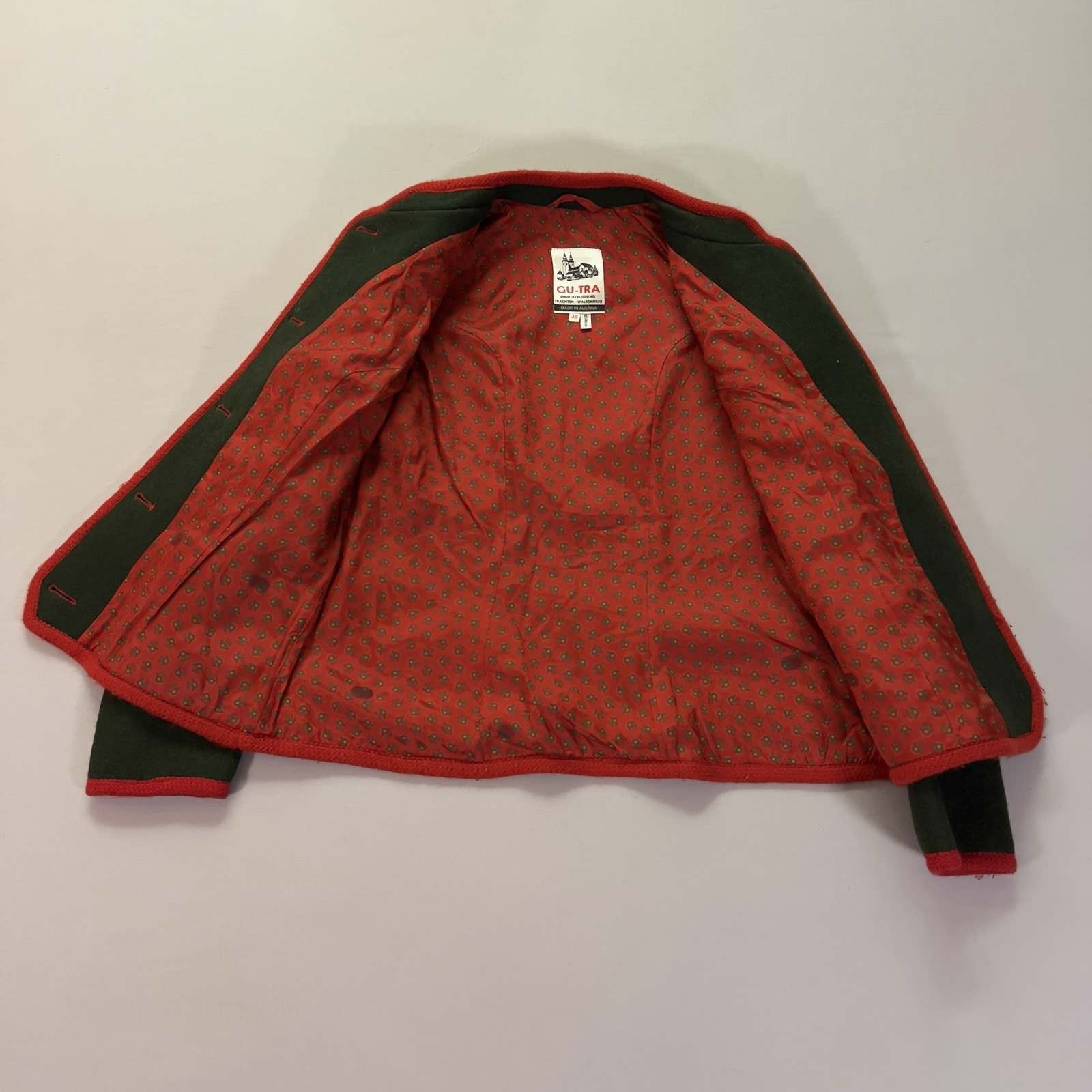 Vintage GU-TRA Austrian Walkjanker Wool Jacket Women 38 Trachten Green