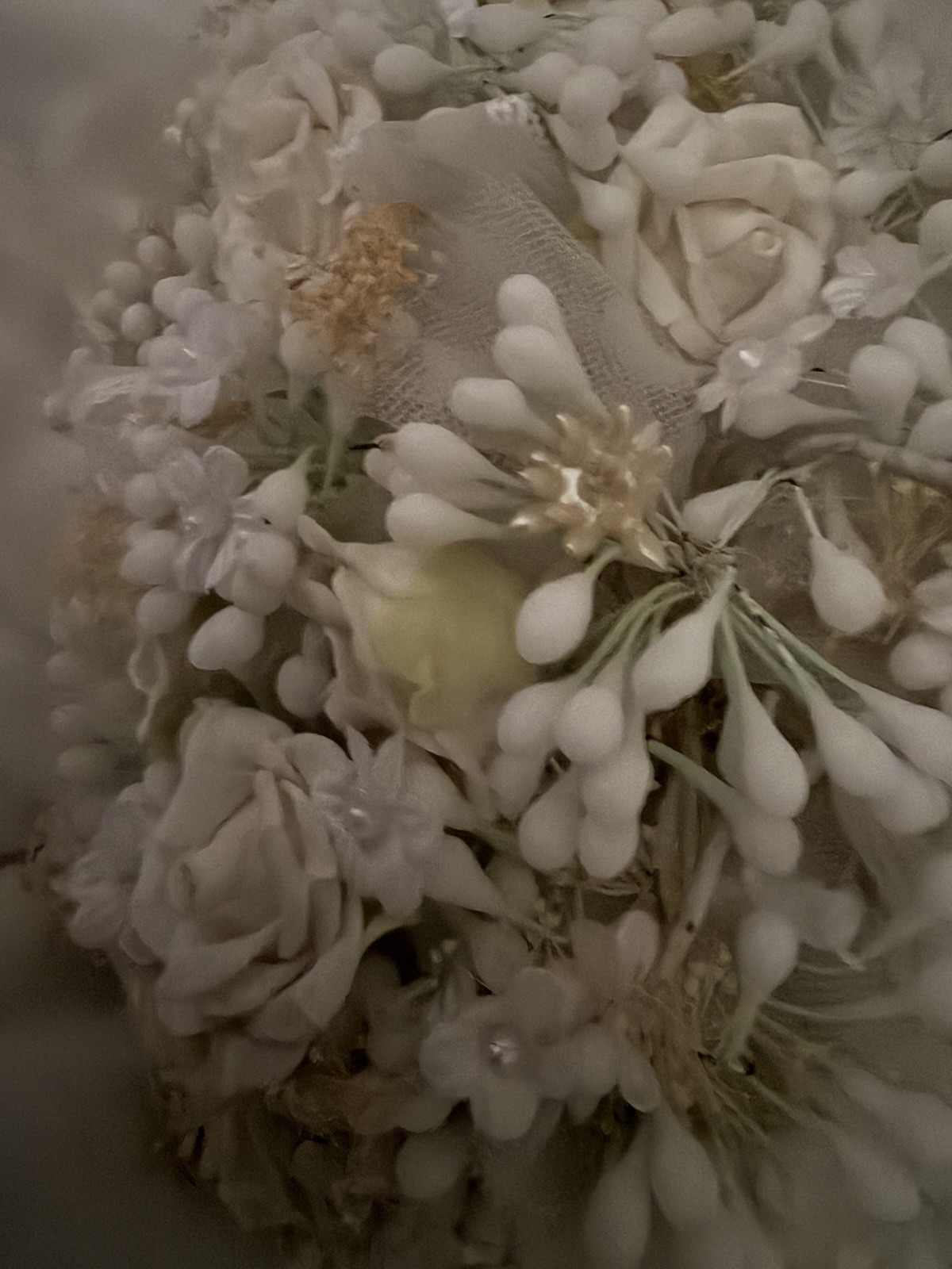 Vintage Antique French Wax Flower Bridal Bouquet