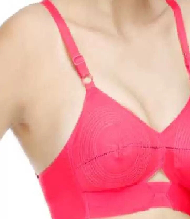 Classic Hot Pink Retro Round Stitch Bullet Bra–100% Cotton, Custom Fit Available