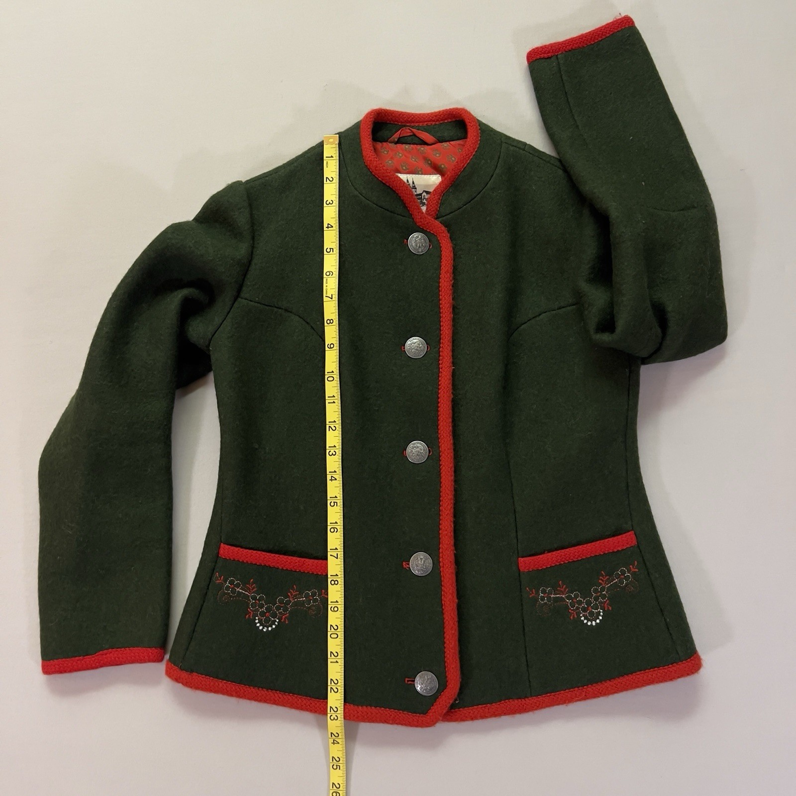 Vintage GU-TRA Austrian Walkjanker Wool Jacket Women 38 Trachten Green