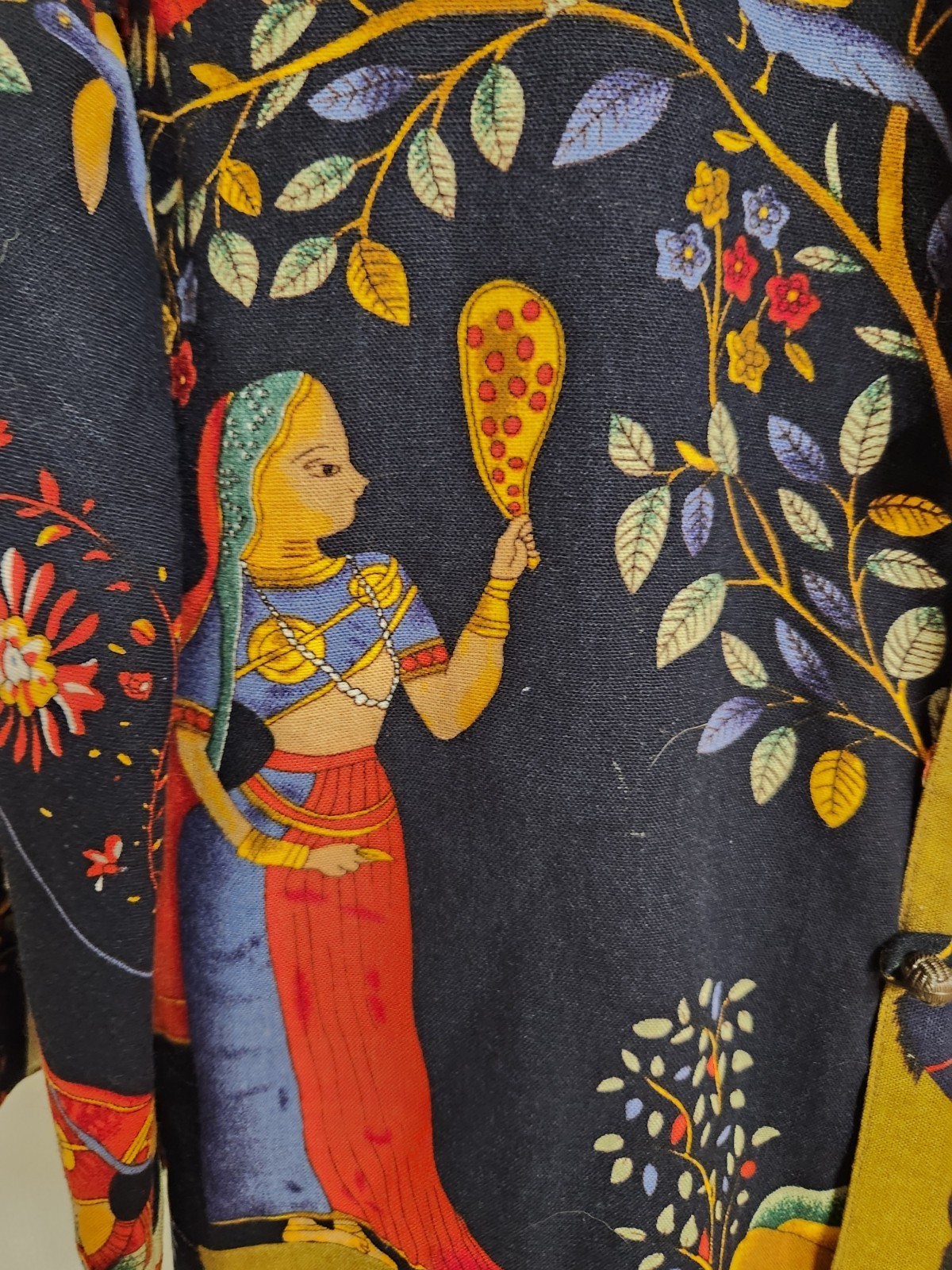 Vtg Women&rsquo;s Asian Indian Bali Style Folk Art Jacket Wearable Art Tree Of Life
