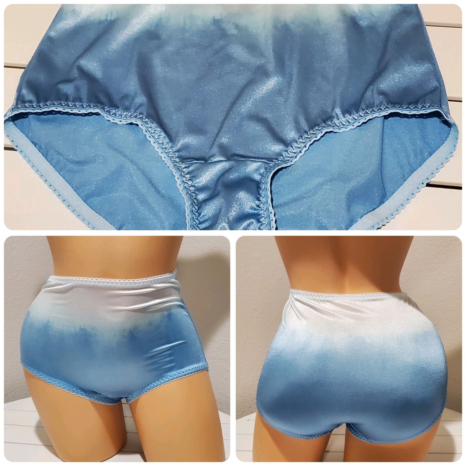 Flawed Vanity Fair Satin Stretch Shiny Panty 11/4XL Blue Sunset Static 40301