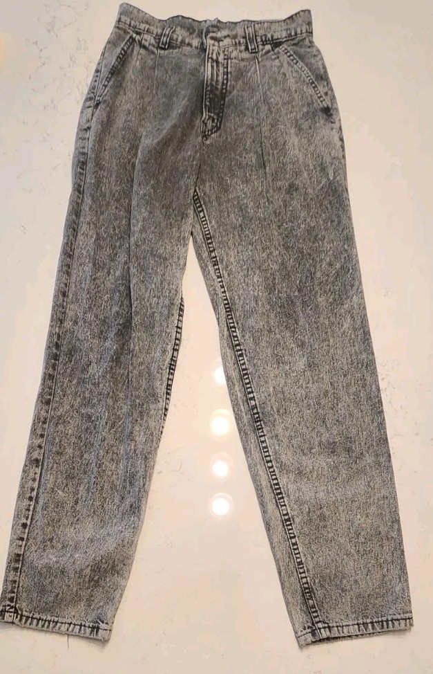 VTG Levis Silver Tab Black Acid Wash Pleated High Waist Jeans Size 27/32