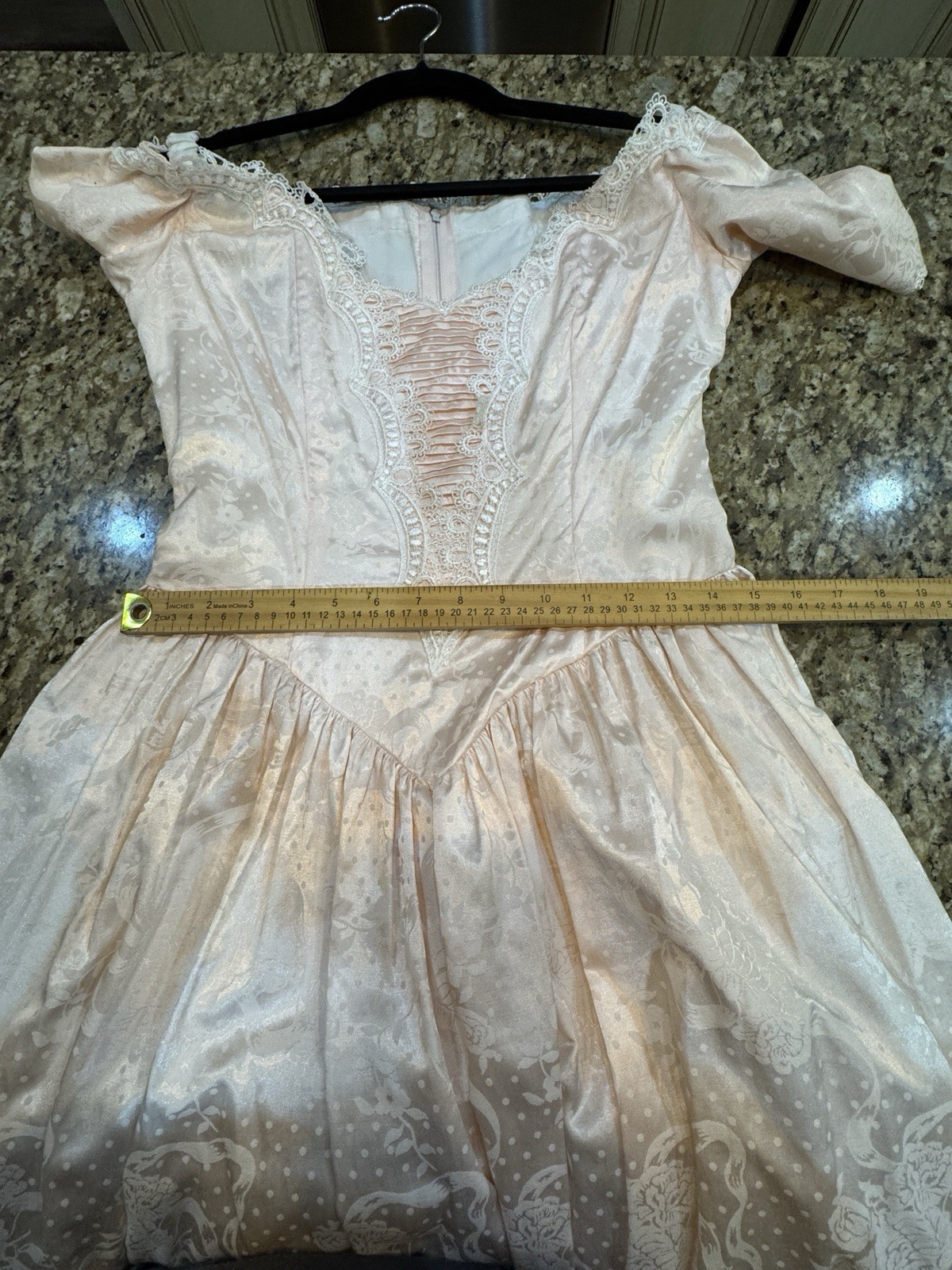 Scott McClintock Romantic Pink Off Shoulder jacquard Dress 80s 90s Size 10