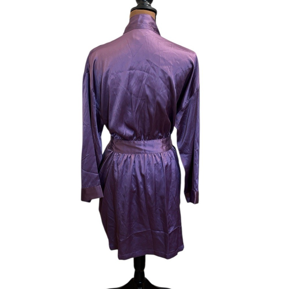 Victoria&rsquo;s Secret Vintage Purple Silky Short Robe Belted Pink Label 2001 Size OS
