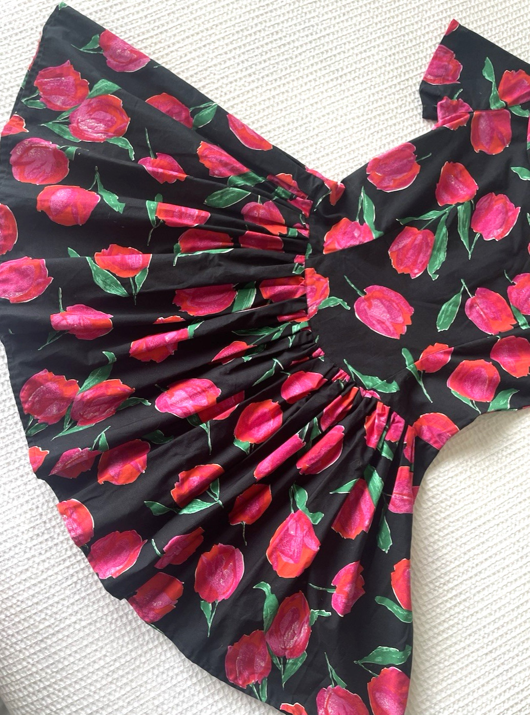 NWT Vintage 80s Benetton Dress Tulip Floral Made In Italy Garden Party Italian