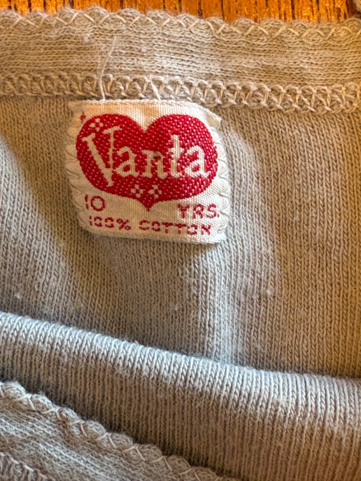Vintage 70s Vanta Pointelle Grey Tank Top XXS/XS Cotton Stretchy Prarie Western