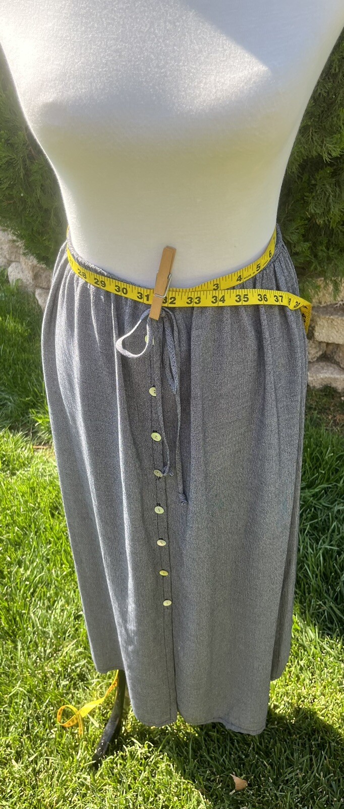 Skirt Black Size:Large Long Clio Adjustable Waistband Drawstring Buttondown