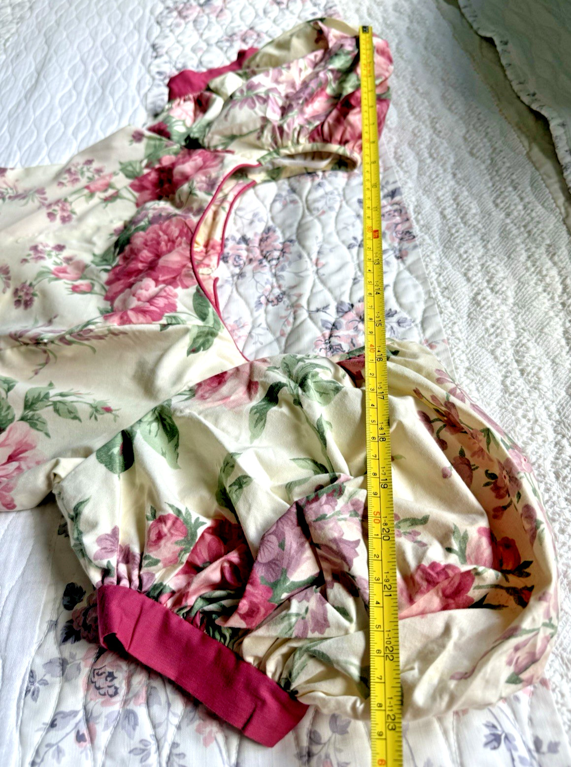 VTG 80&rsquo;s Hawaii Lola Jrs Women&rsquo;s Floral Roses/Lilacs Ruffle Midi/ Tea Dress Sz 7