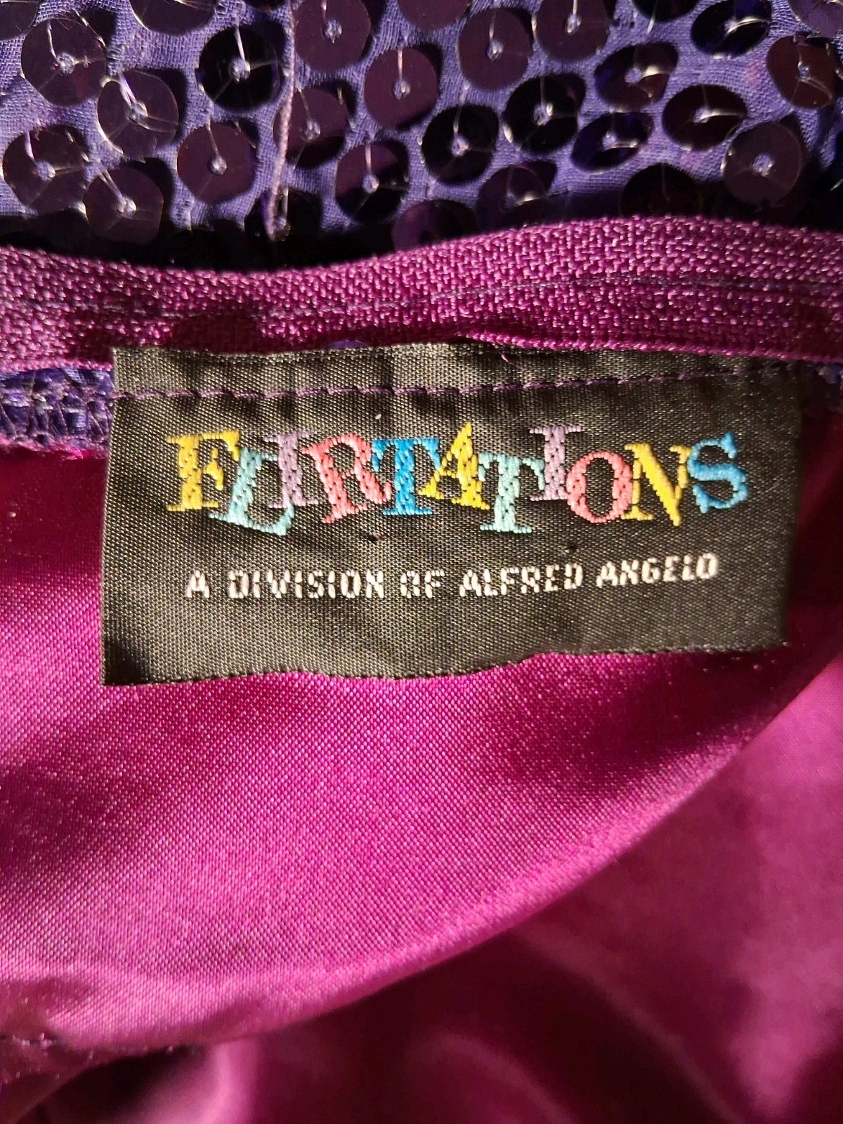 1980s Purple Sequin Ruffle High-Low Hem Party Salsa Dress Flirtations By Angelo