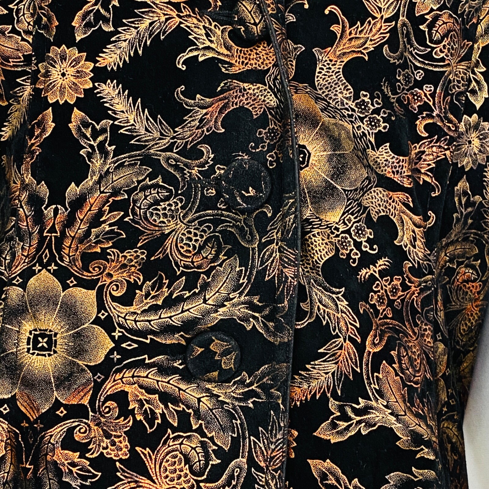 Metallic floral jacket copper bronze black velour patterned steampunk blazer