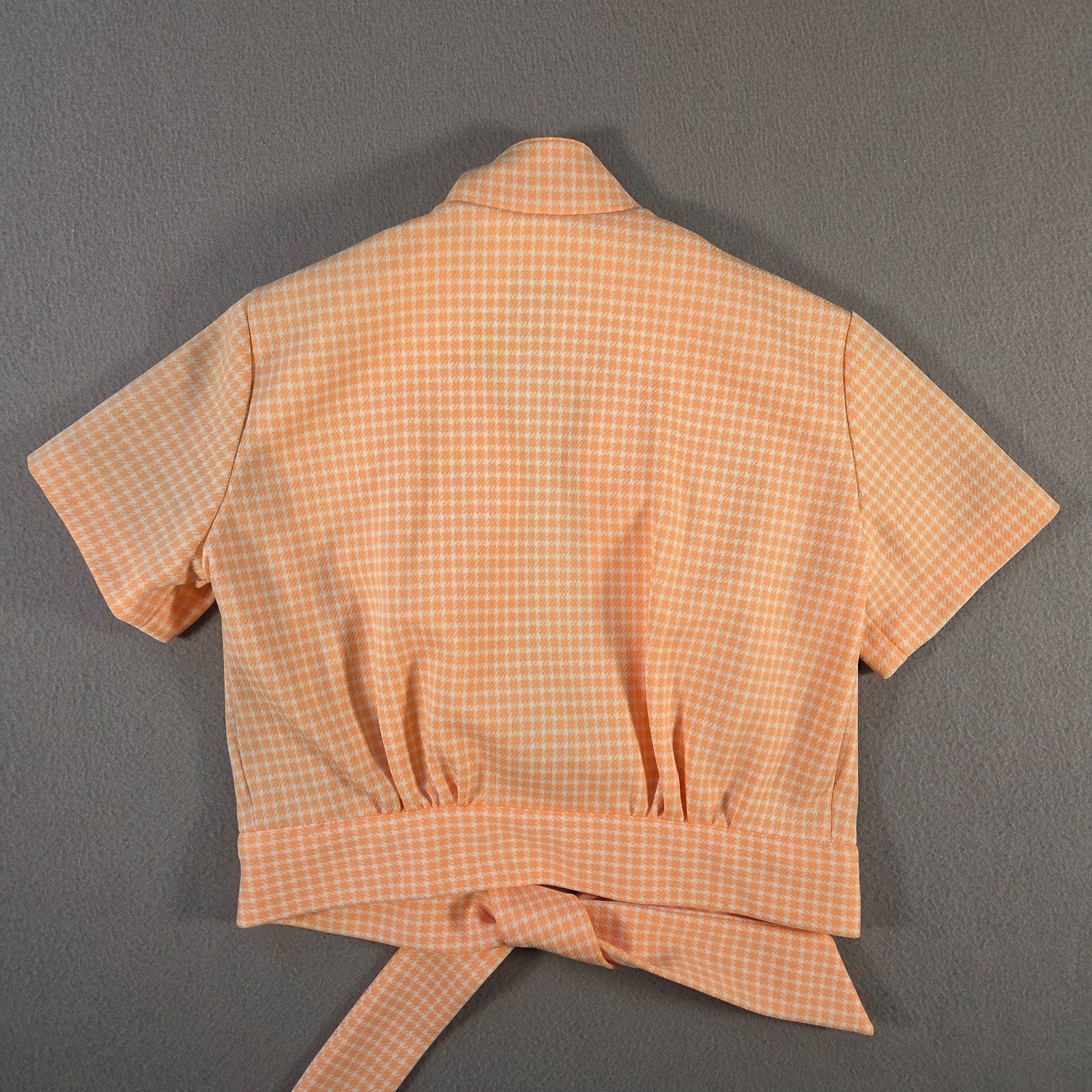 Vintage Toni Todd Jacket Womens Small Cropped Bow Creamsicle Houndstooth 70s