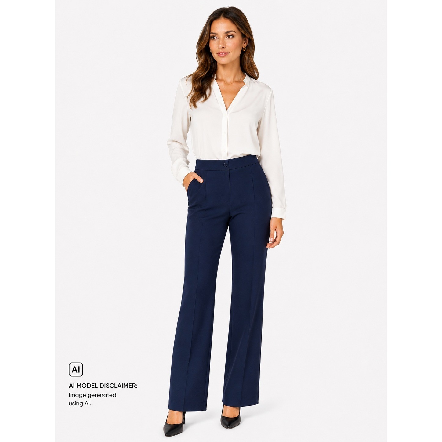 Vintage JCPenney Navy Blue High Waisted Straight Leg Dress Pants Size 6 27 Waist