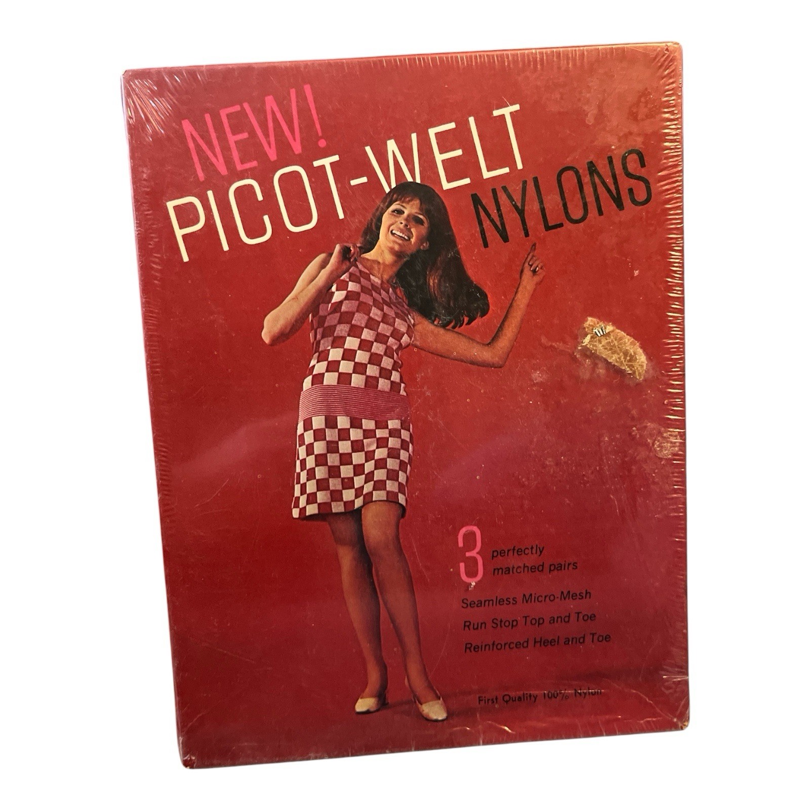 Vintage Picot-Welt Nylons 3 Pairs Mesh Beige Size 8.5 Nylon Stockings T6-34