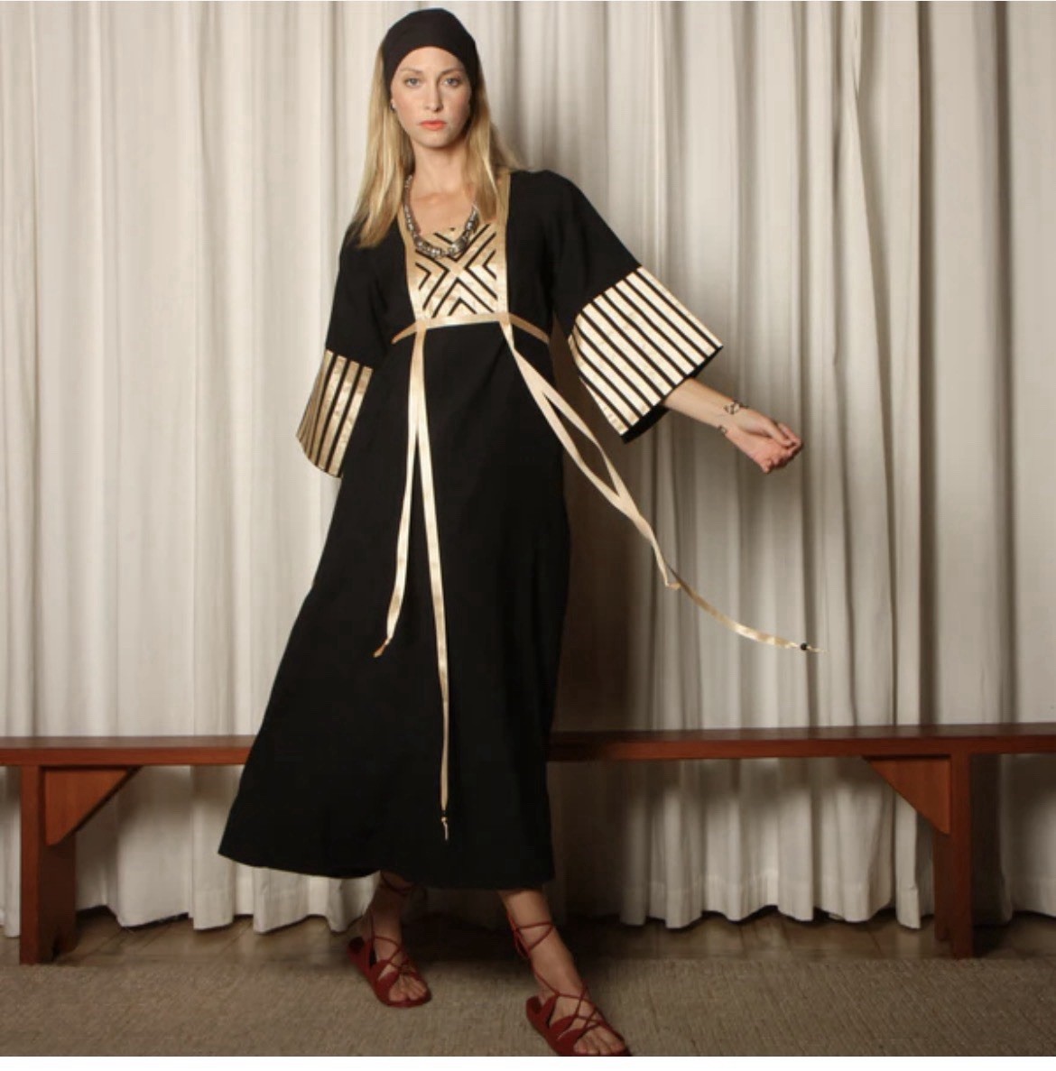 Vtg 60s Aiko California Maxi Dress Fantasy Goth Medieval Cosplay Renaissance 10