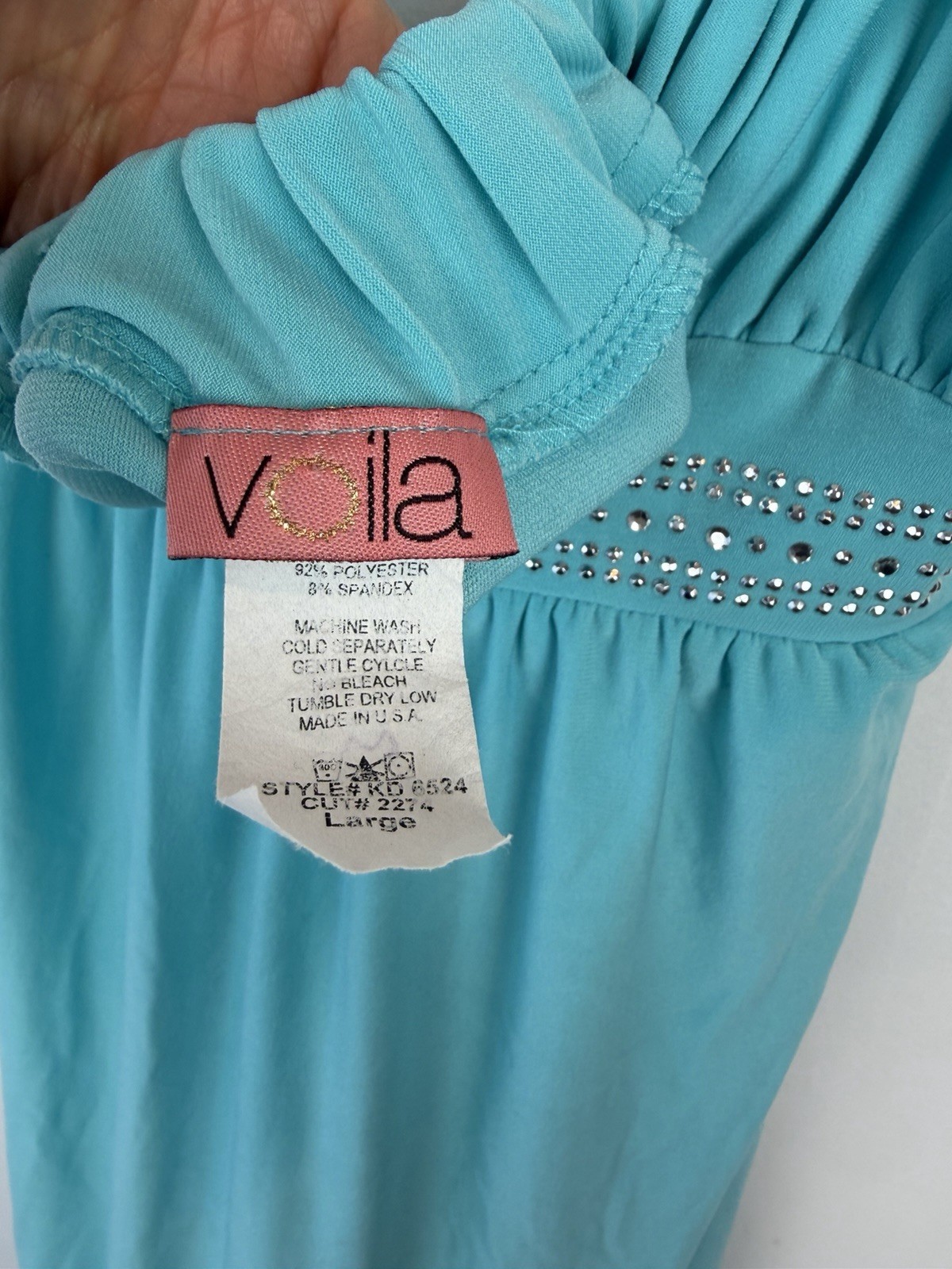 Vintage Disco Halter Dress Womens Large Strappy Blue Liquid Jersey Evening Event