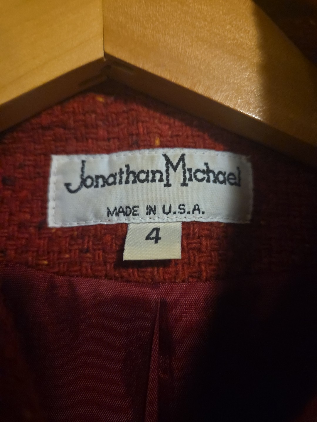 True Vintage Jonathan Michael 70s 80s Size 4 Blended Wool Button Red Coat 19×24