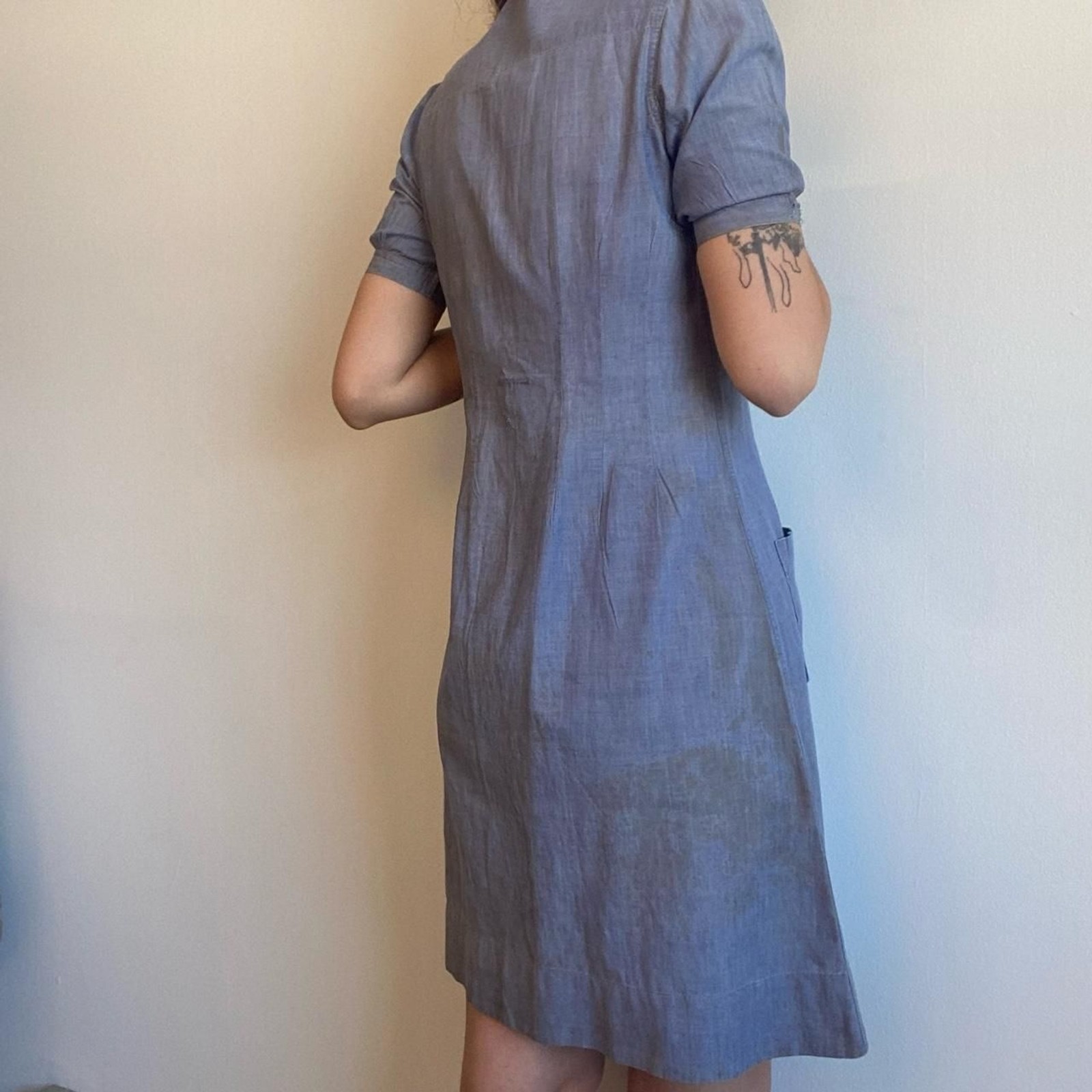1930s/1940s nurses uniform chambray denim cotton dress