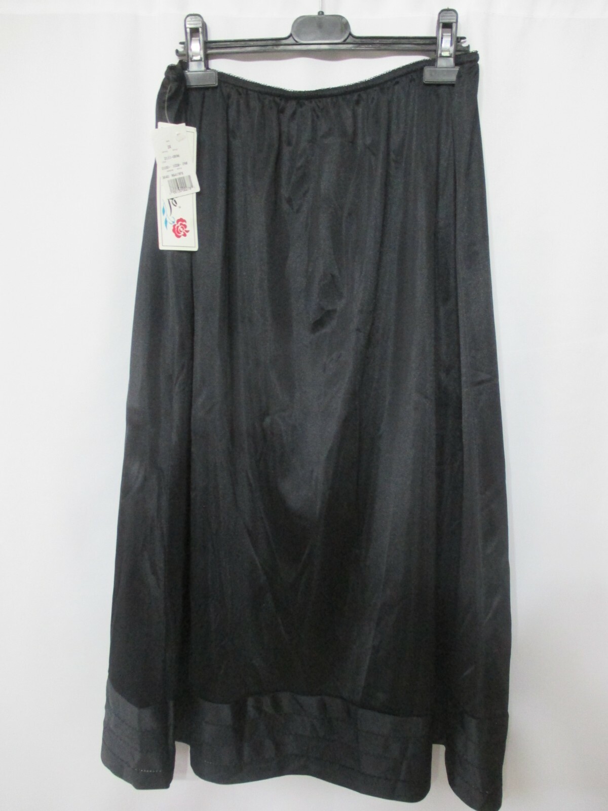 NWTS VINTAGE VELROSE HALF SLIP BLACK 100% NYLON SEXY SILKY SHEER SZ 2X USA MADE