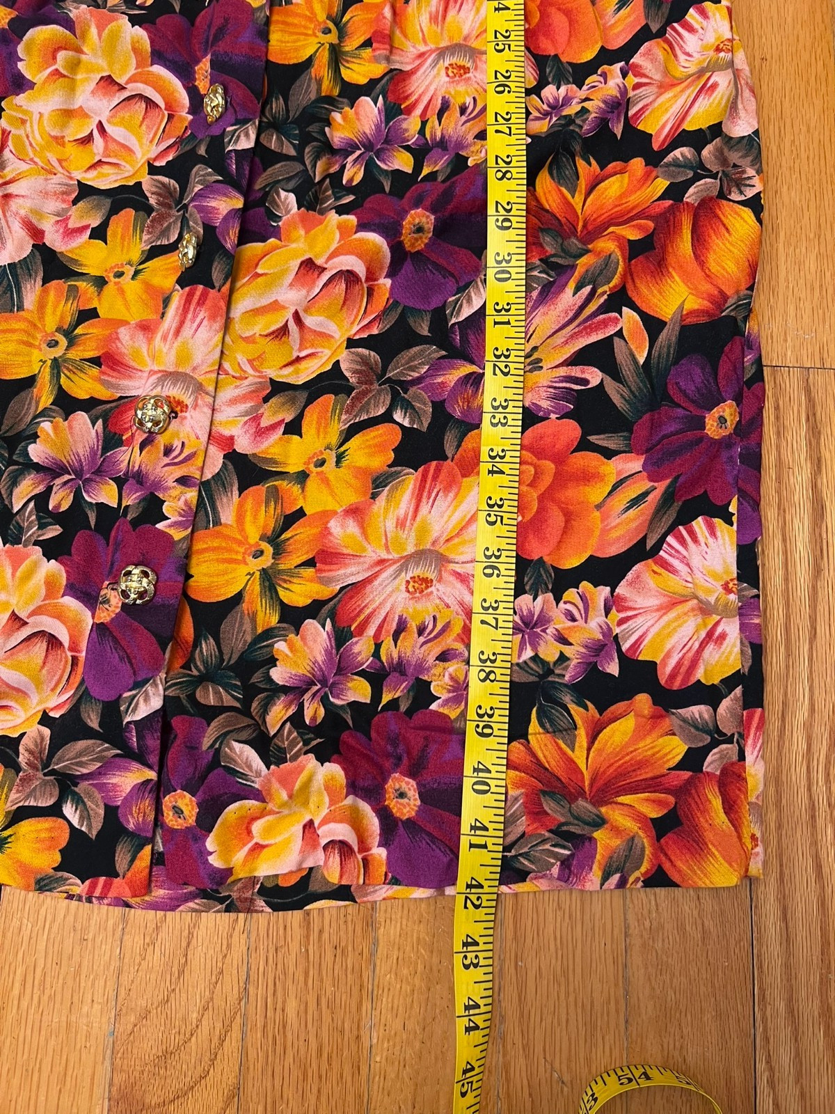 Vintage Special Effects Orange Floral Long Sleeve Dress Size 10, fits M or 6-8