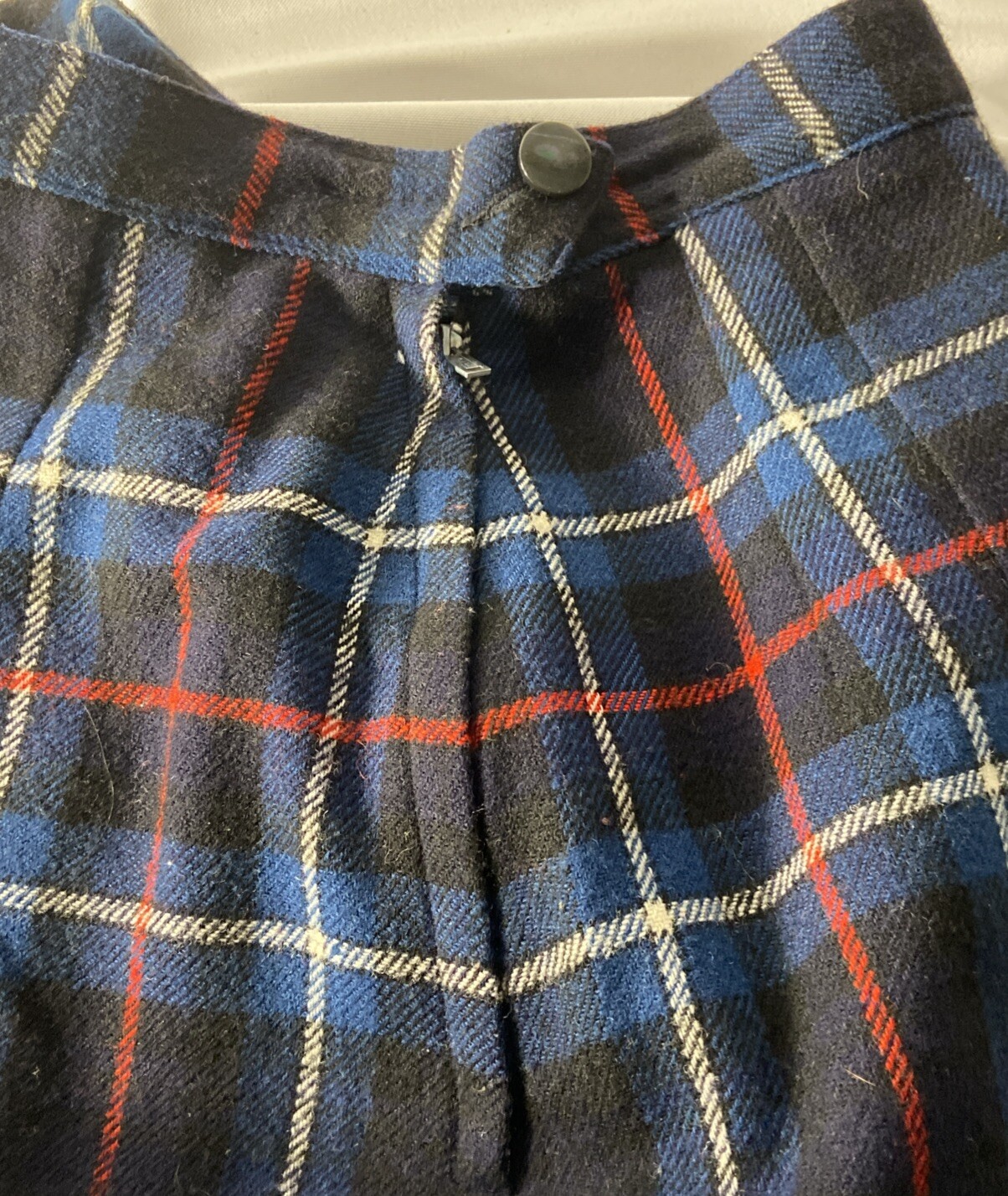 Vintage Plaid Wool Skirt by Pendleton Blue Red Black White 22 IN Waist
