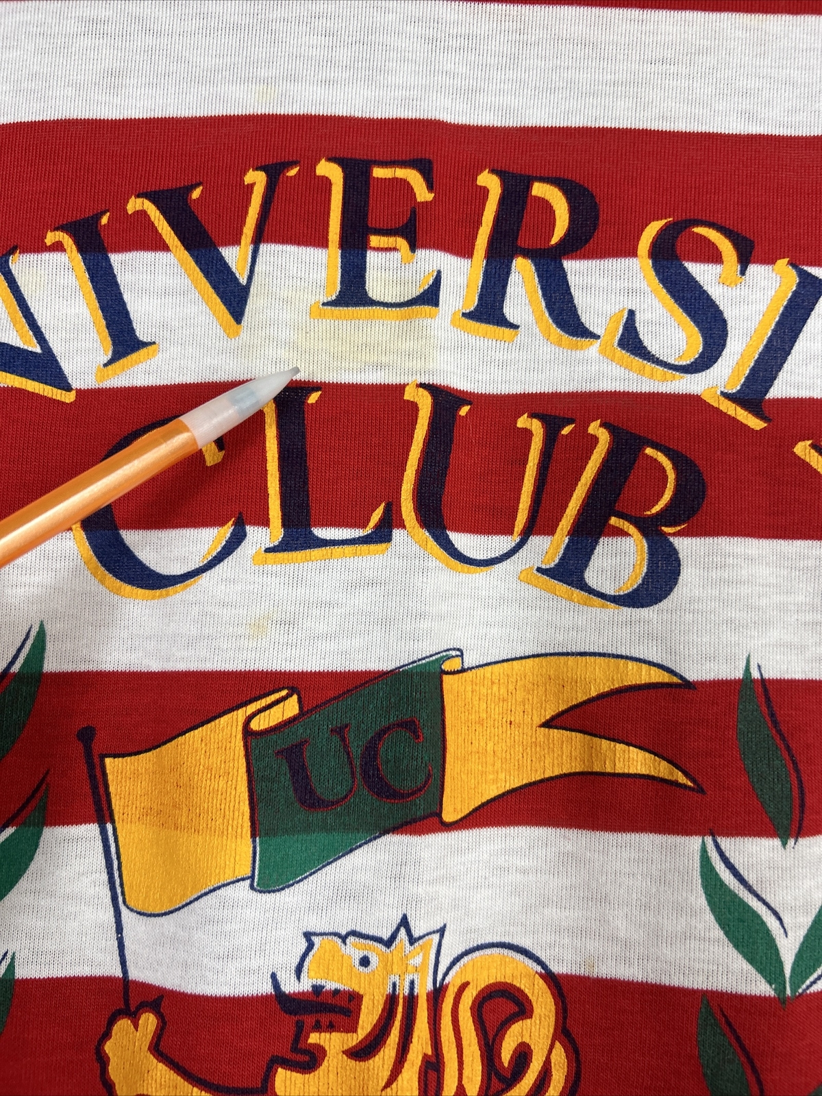 Vtg Gee Gee&rsquo;s by Milaca Mills Red White Striped University Club Sleep Shirt OS