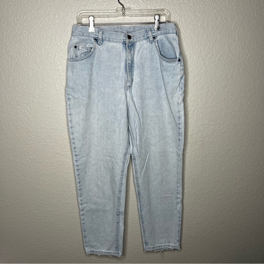 Vintage Women&rsquo;s Lee High Rise Waisted Mom Denim Jeans Light Blue Wash Size 10 12