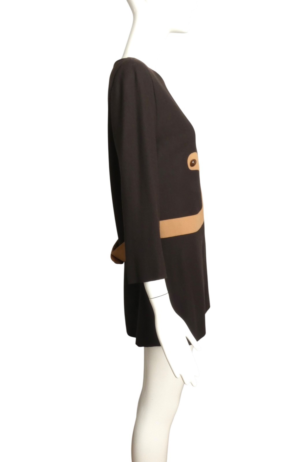 PIERRE CARDIN- 1990s Wool Crepe Shift Dress, Size 4