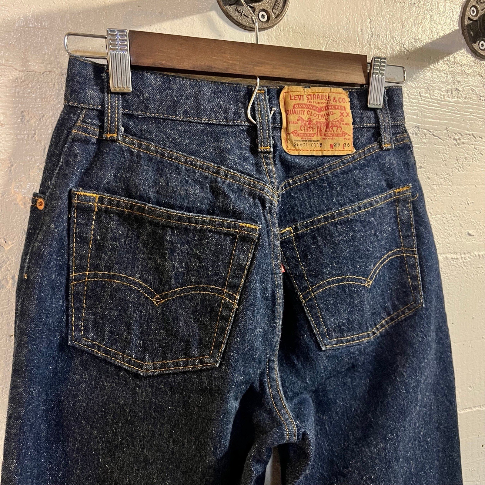 Vintage 1980&rsquo;s Levi 501 STF Long Cutoff Denim Shorts Size (29) 25&Prime; Made In USA