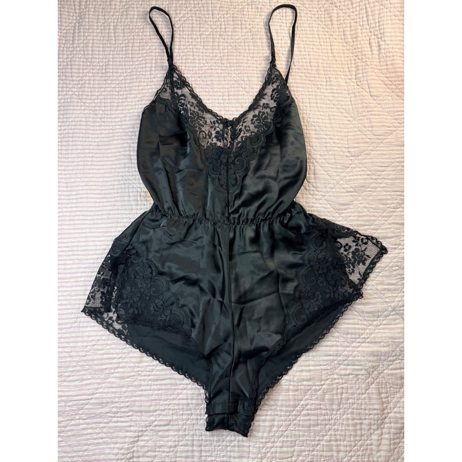 VTG Rare Maidenform Chantilly Black Lace Teddy 34 ILGWU/Made in USA Coquette