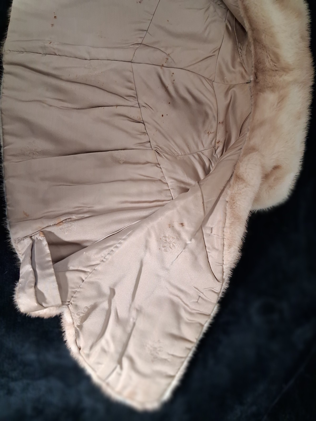 Vintage Custom Mink Fur Jacket Petite Small Shawl Collar Blonde Beige No Label