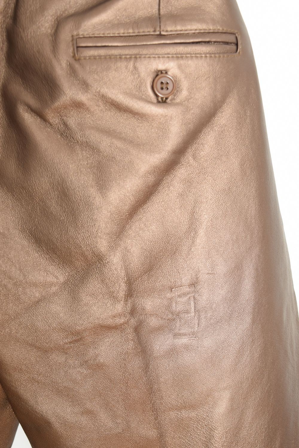 vintage Y2K leather pants metallic bronze straight leg trousers Spiegel 12 L
