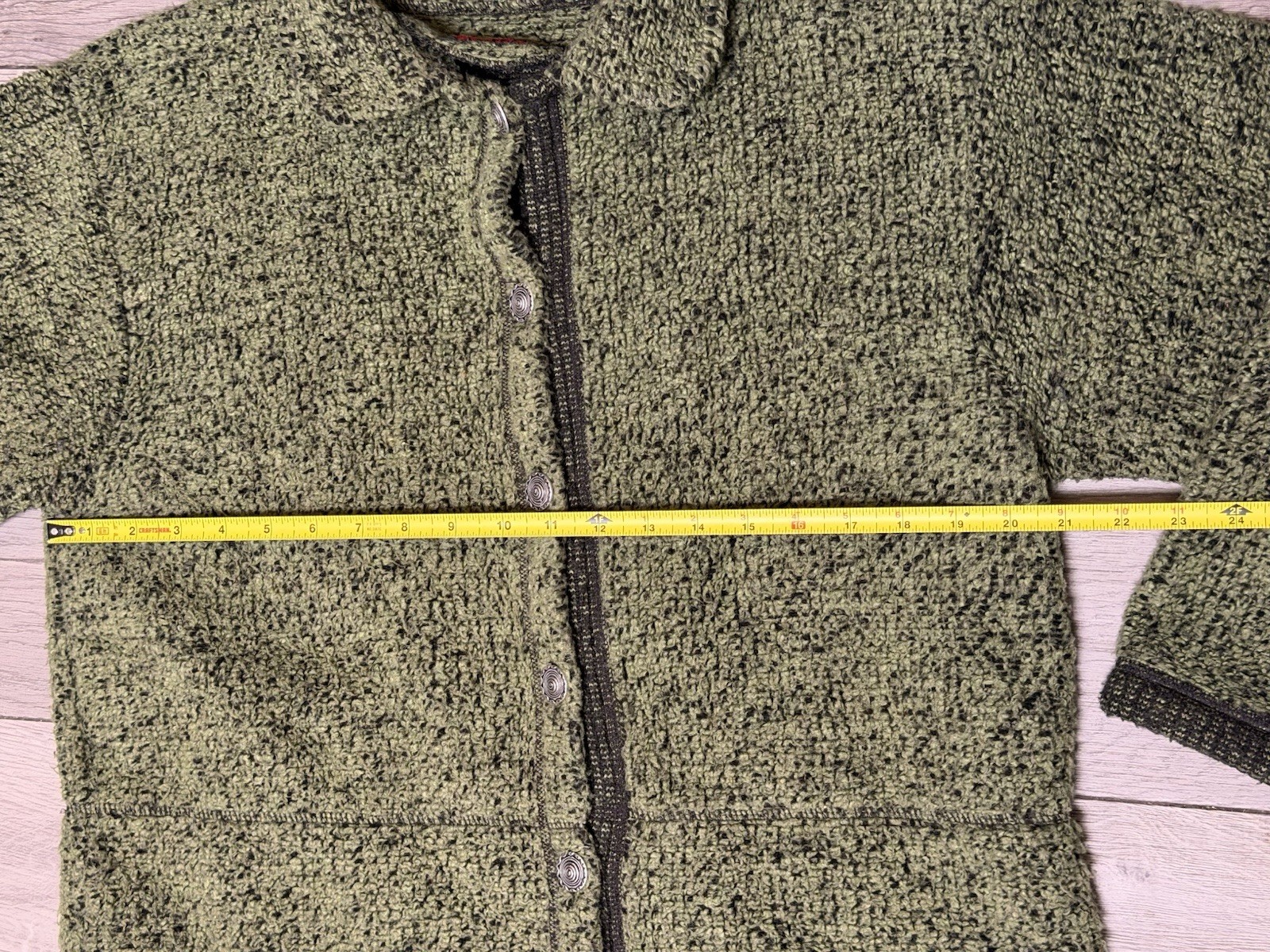 Vintage Fleece Jacket Alps 90s Rustic Green Black Flecks Size Medium