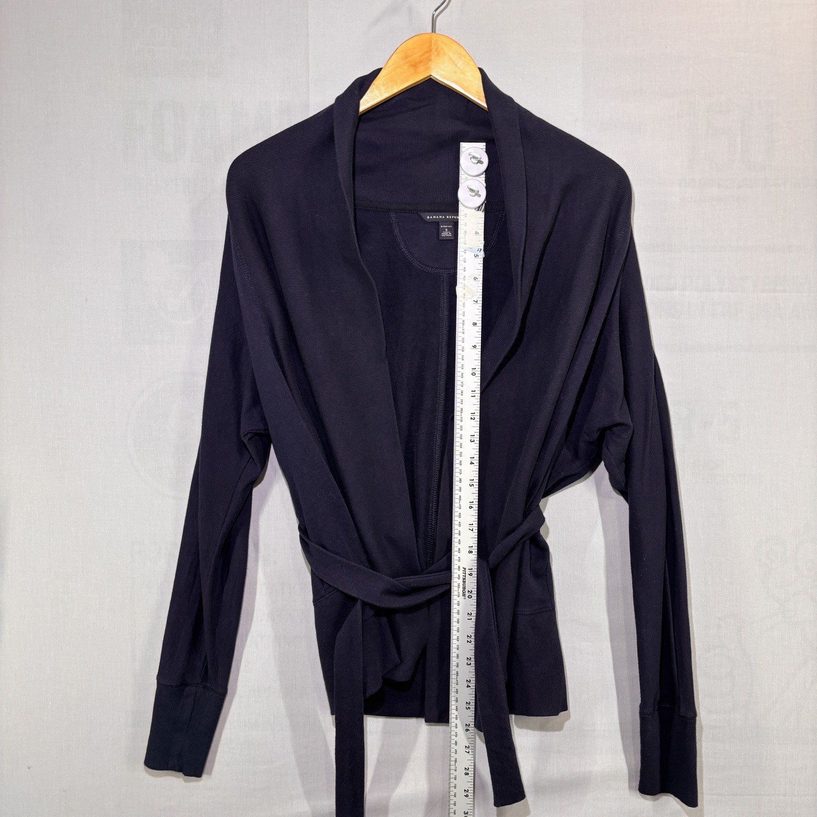 Banana Republic Stretch Wrap Navy Top Blouse Sz Small Excellent condition