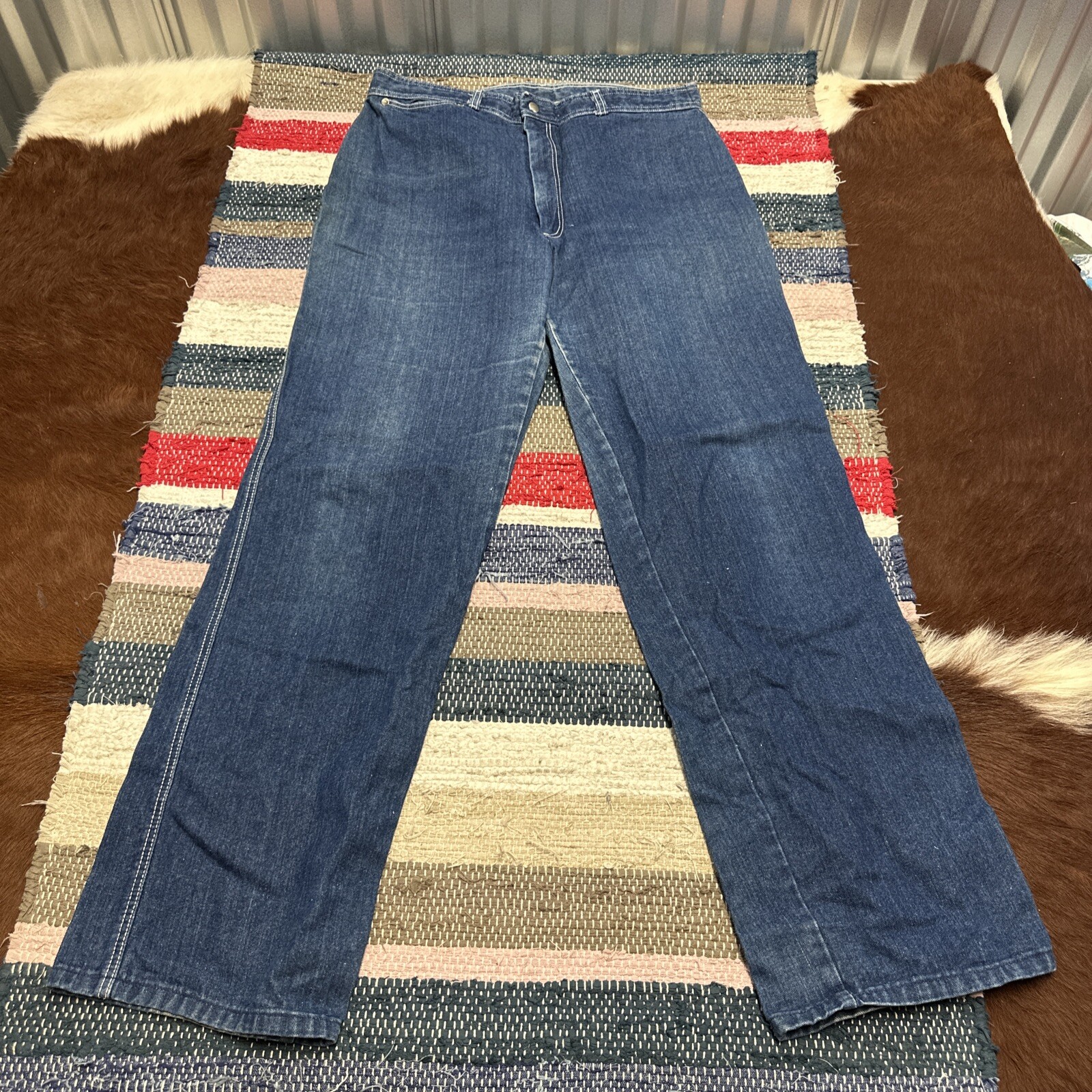 Vintage 1980&rsquo;s Pizzazz Jeans Womens SM High Waist Embroidered Paris NY 32×32&Prime;